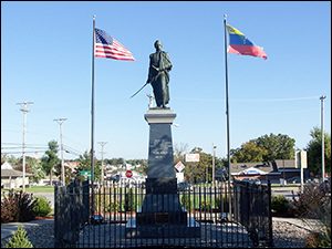statue of Simon Bolivar in Bolivar, Mo